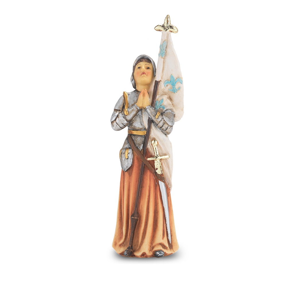 4" Cold Cast Resin Hand Painted Statue of St Joan of Arc