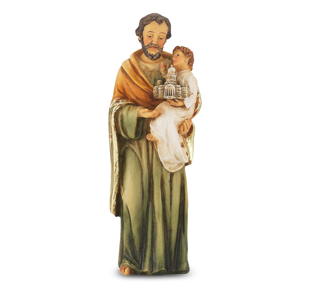 4" Cold Cast Resin Hand Painted Statue of St. Joseph