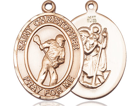 14kt Gold Saint Christopher Lacrosse Medal