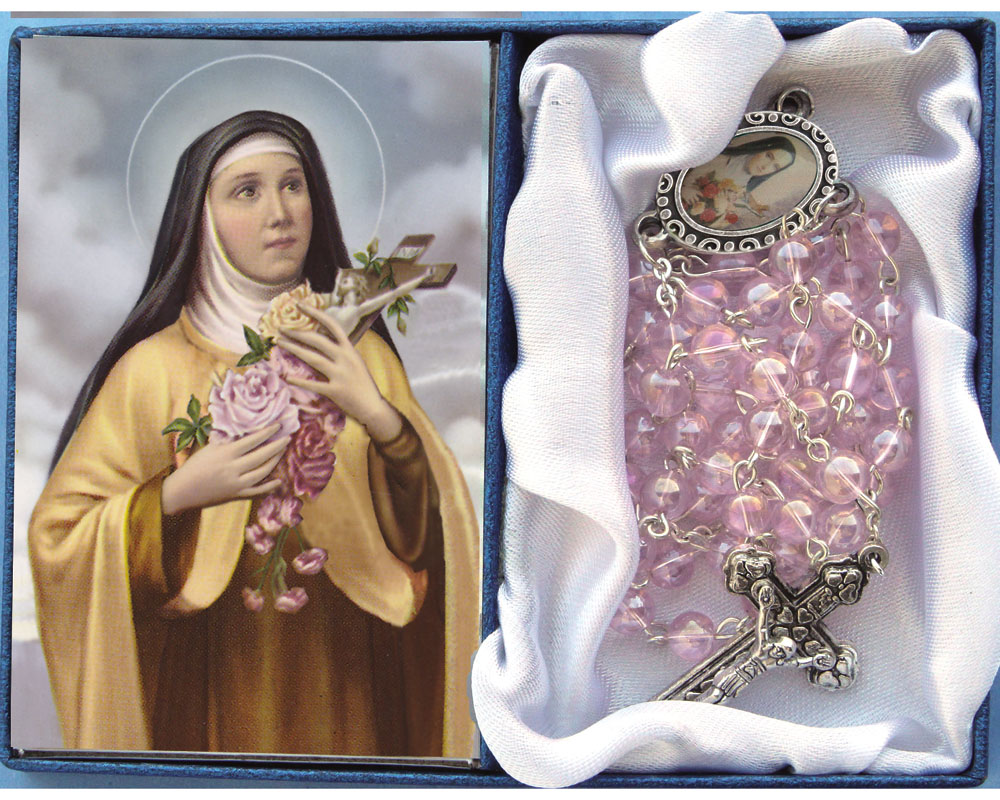 Rosary Glass Pink St. Therese