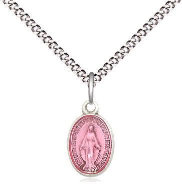 Sterling Silver Miraculous Pendant on a 18 inch Light Rhodium Light Curb chain