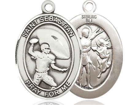 Sterling Silver Saint Sebastian Football Medal