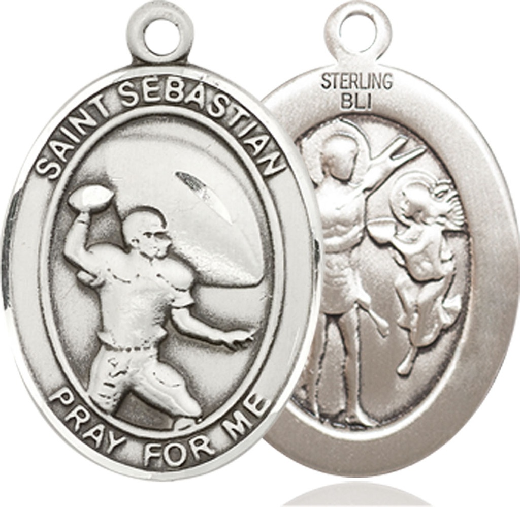 Sterling Silver Saint Sebastian Football Medal