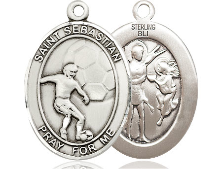 Sterling Silver Saint Sebastian Soccer Medal