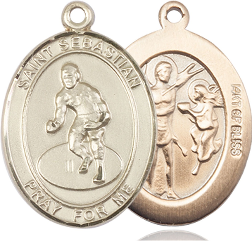 14kt Gold Filled Saint Sebastian Wrestling Medal