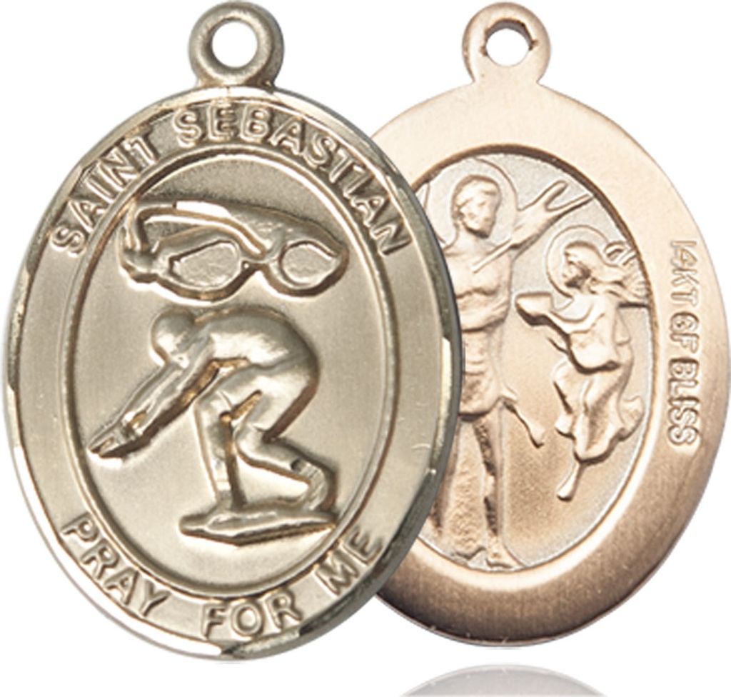 14kt Gold Filled Saint Sebastian Swimming Medal