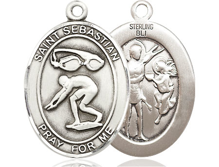 Sterling Silver Saint Sebastian Swimming Medal