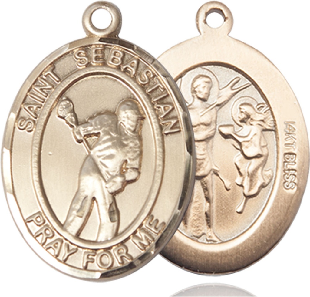 14kt Gold Saint Sebastian Lacrosse Medal