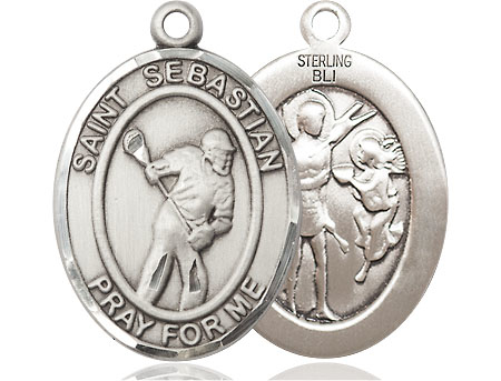 Sterling Silver Saint Sebastian Lacrosse Medal