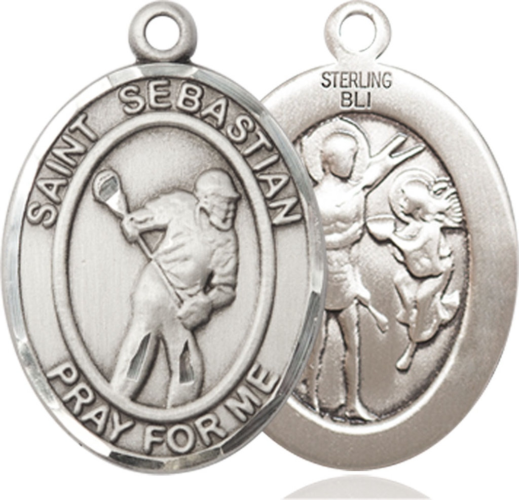 Sterling Silver Saint Sebastian Lacrosse Medal
