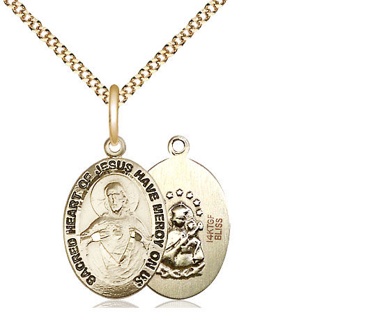 14kt Gold Filled Scapular Pendant on a 18 inch Gold Plate Light Curb chain