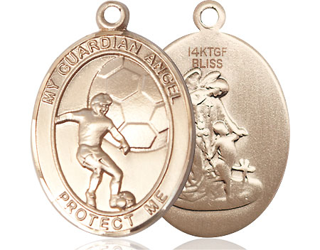 14kt Gold Filled Guardian Angel Soccer Medal
