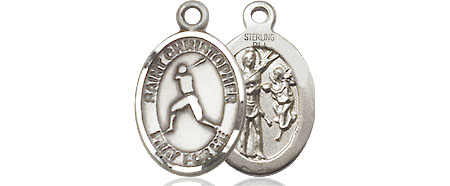 Sterling Silver Saint Christopher Baseball Medal