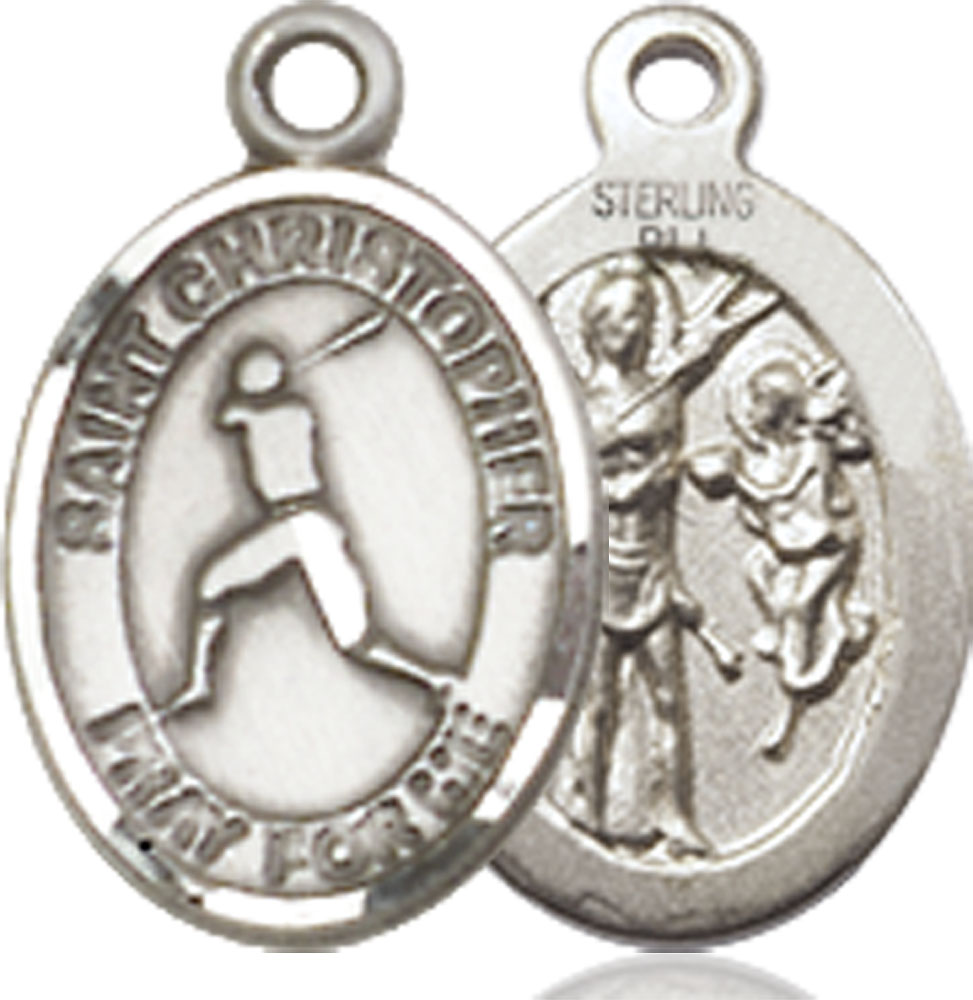 Sterling Silver Saint Christopher Baseball Medal
