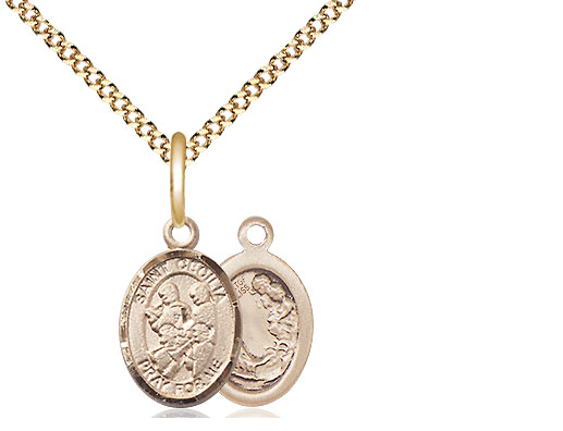14kt Gold Filled Saint Cecilia Marching Band Pendant on a 18 inch Gold Plate Light Curb chain