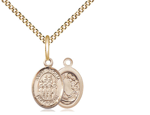 14kt Gold Filled Saint Cecilia Choir Pendant on a 18 inch Gold Plate Light Curb chain