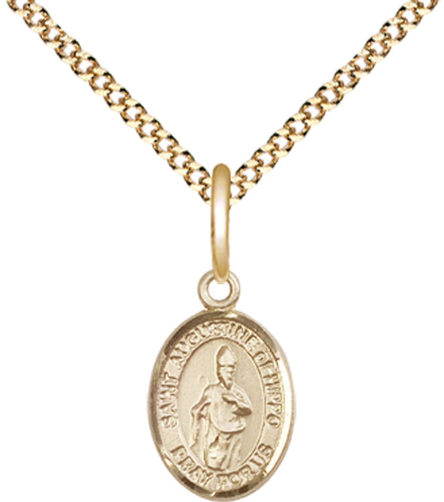 14kt Gold Filled Saint Augustine of Hippo Pendant on a 18 inch Gold Plate Light Curb chain