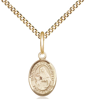 14kt Gold Filled Saint Madonna Del Ghisallo Pendant on a 18 inch Gold Plate Light Curb chain