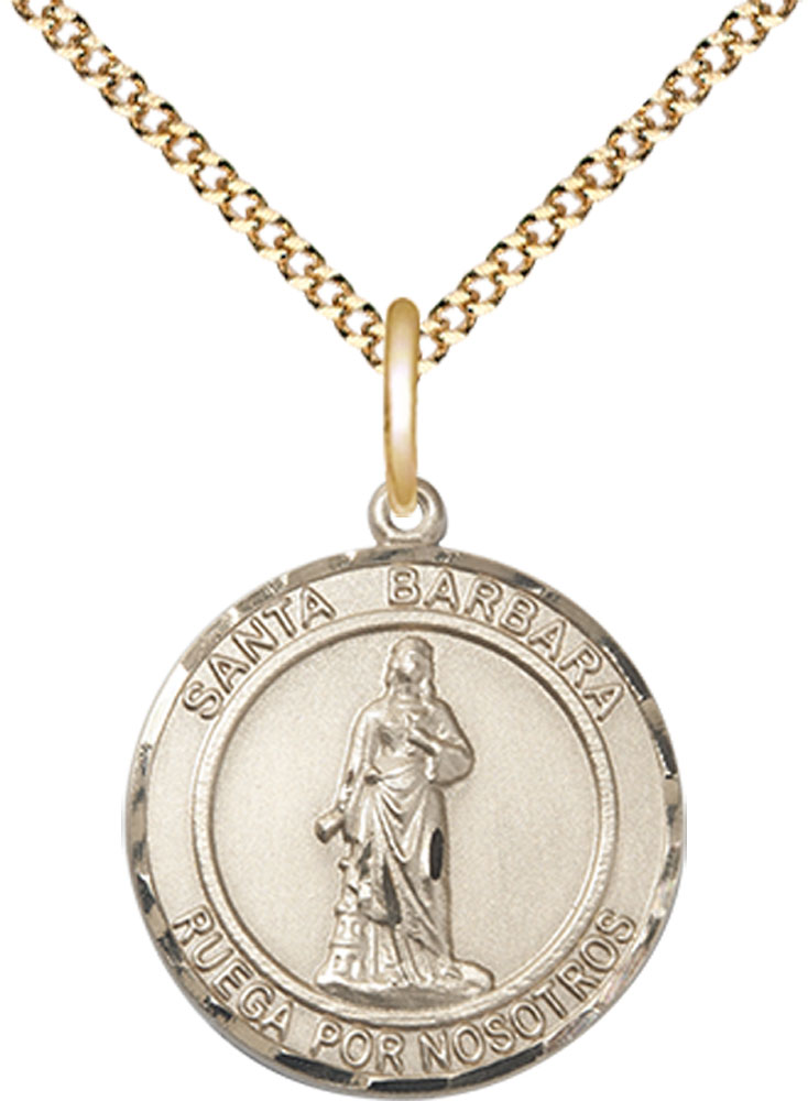 14kt Gold Filled Santa Barbara Pendant on a 18 inch Gold Plate Light Curb chain