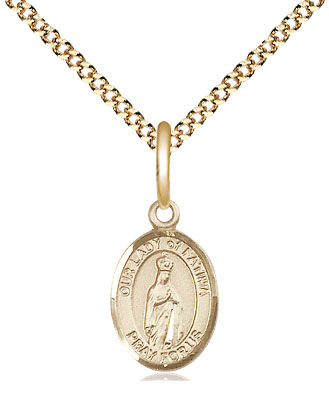 14kt Gold Filled Our Lady of Fatima Pendant on a 18 inch Gold Plate Light Curb chain