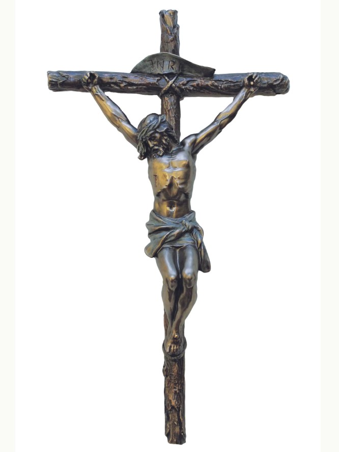 Crucifix Lightly Painted Bronze 16"