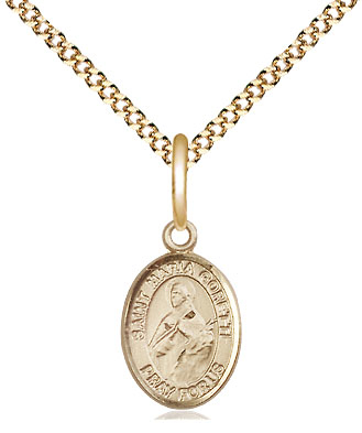 14kt Gold Filled Saint Maria Goretti Pendant on a 18 inch Gold Plate Light Curb chain