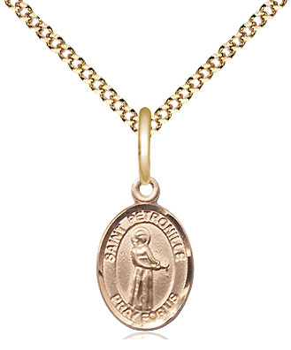 14kt Gold Filled Saint Petronilla Pendant on a 18 inch Gold Plate Light Curb chain