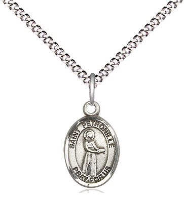 Sterling Silver Saint Petronille Pendant on a 18 inch Light Rhodium Light Curb chain