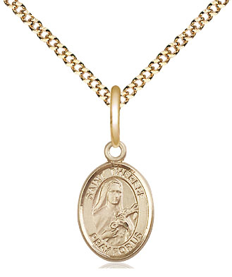 14kt Gold Filled Saint Therese of Lisieux Pendant on a 18 inch Gold Plate Light Curb chain