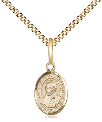 14kt Gold Filled Saint Ignatius of Loyola Pendant on a 18 inch Gold Plate Light Curb chain