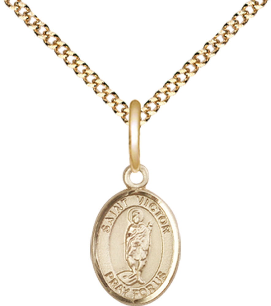 14kt Gold Filled Saint Victor of Marseilles Pendant on a 18 inch Gold Plate Light Curb chain