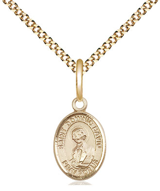 14kt Gold Filled Saint Dominic Savio Pendant on a 18 inch Gold Plate Light Curb chain