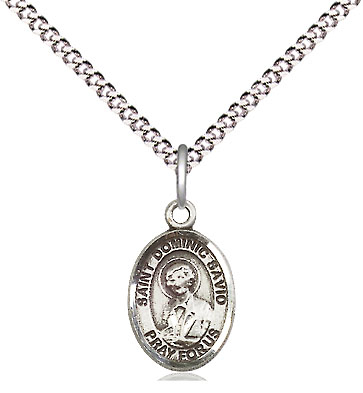 Sterling Silver Saint Dominic Savio Pendant on a 18 inch Light Rhodium Light Curb chain
