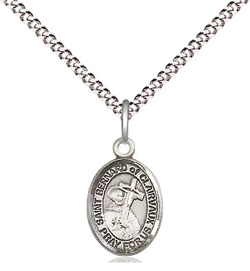 Sterling Silver Saint Bernard of Clairvaux Pendant on a 18 inch Light Rhodium Light Curb chain