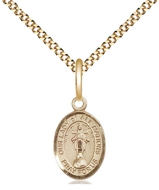 14kt Gold Filled Our Lady of All Nations Pendant on a 18 inch Gold Plate Light Curb chain