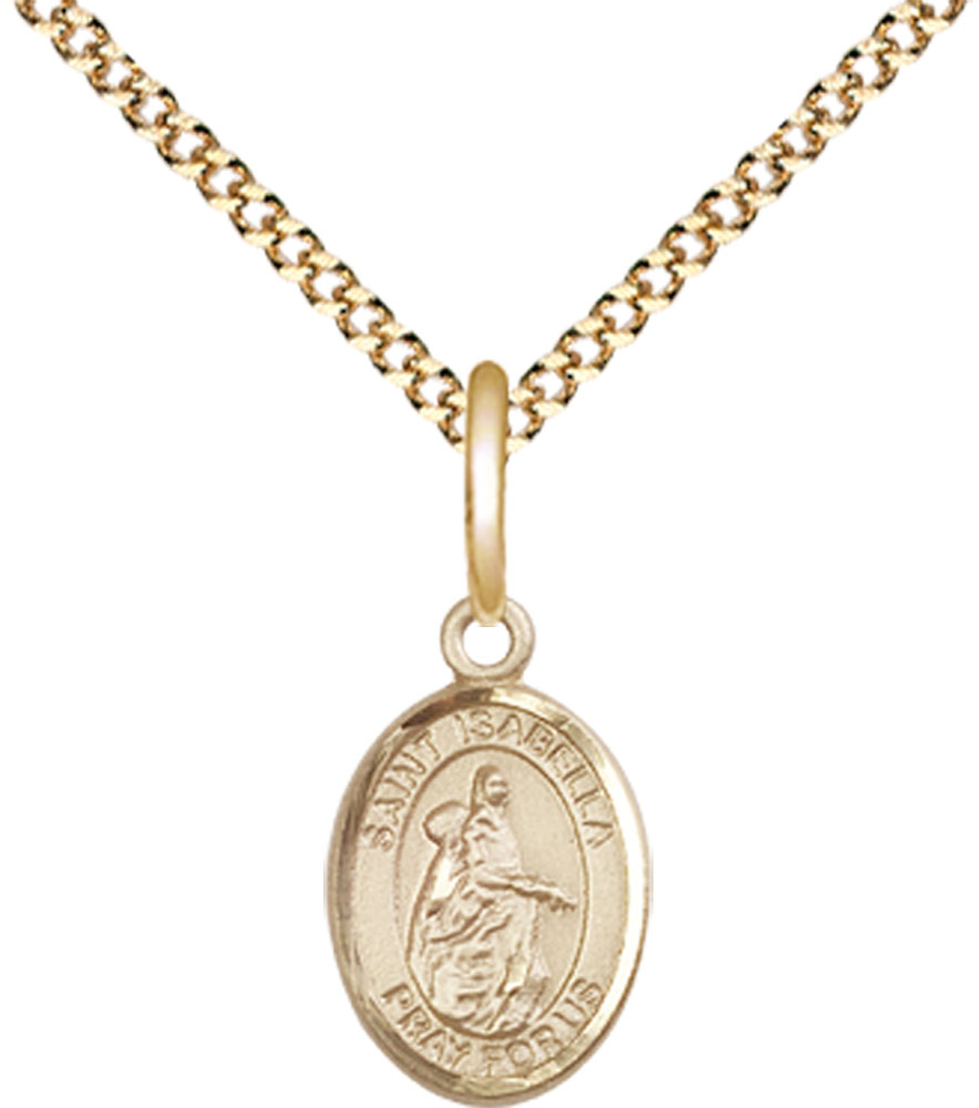 14kt Gold Filled Saint Isabella of Portugal Pendant on a 18 inch Gold Plate Light Curb chain