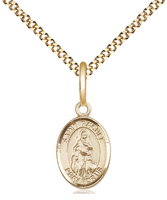 14kt Gold Filled Saint Rachel Pendant on a 18 inch Gold Plate Light Curb chain