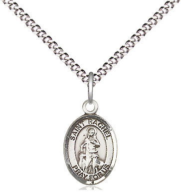 Sterling Silver Saint Rachel Pendant on a 18 inch Light Rhodium Light Curb chain