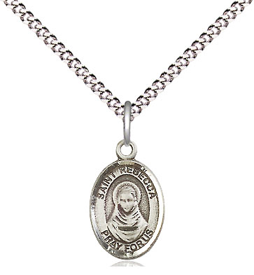 Sterling Silver Saint Rebecca Pendant on a 18 inch Light Rhodium Light Curb chain