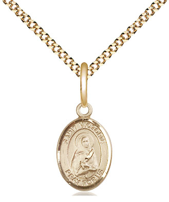 14kt Gold Filled Saint Victoria Pendant on a 18 inch Gold Plate Light Curb chain