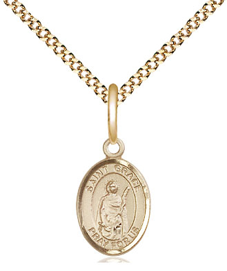 14kt Gold Filled Saint Grace Pendant on a 18 inch Gold Plate Light Curb chain
