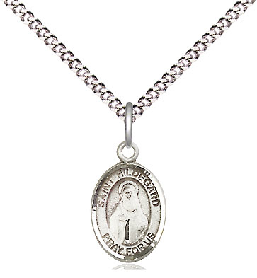 Sterling Silver Saint Hildegard von Bingen Pendant on a 18 inch Light Rhodium Light Curb chain