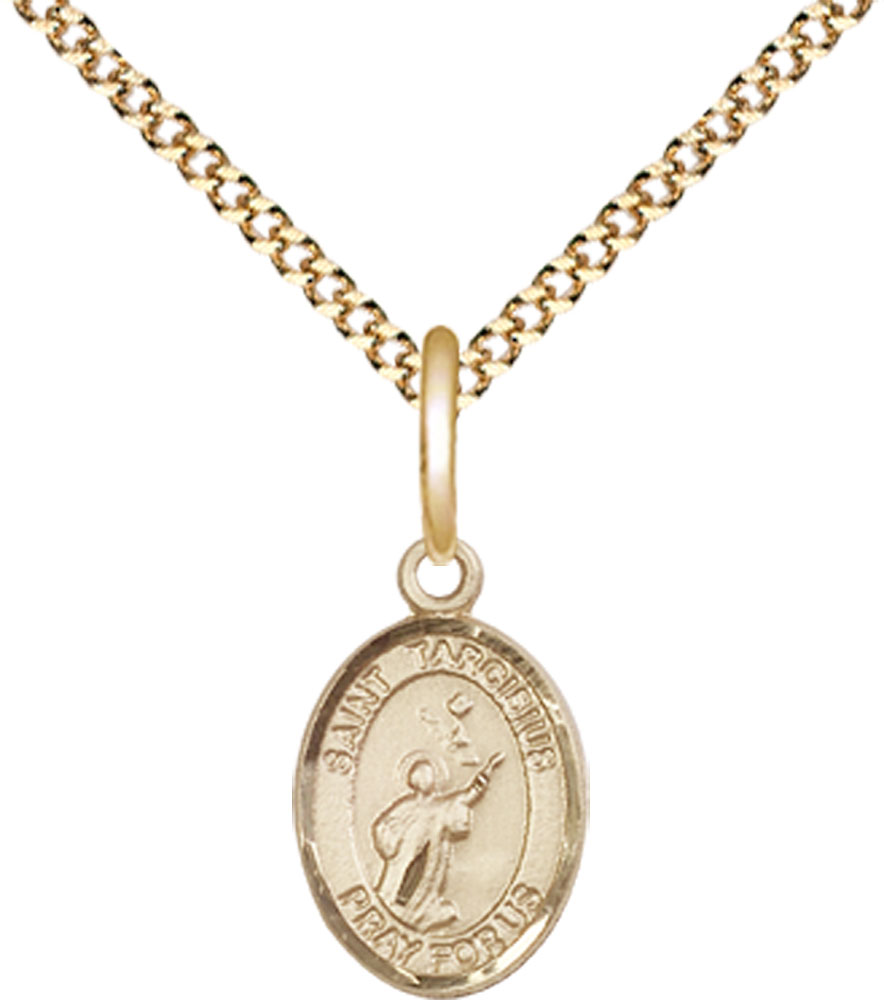 14kt Gold Filled Saint Tarcisius Pendant on a 18 inch Gold Plate Light Curb chain