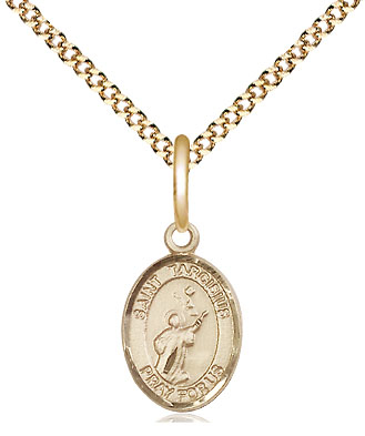 14kt Gold Filled Saint Tarcisius Pendant on a 18 inch Gold Plate Light Curb chain