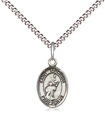 Sterling Silver Saint Tarcisius Pendant on a 18 inch Light Rhodium Light Curb chain