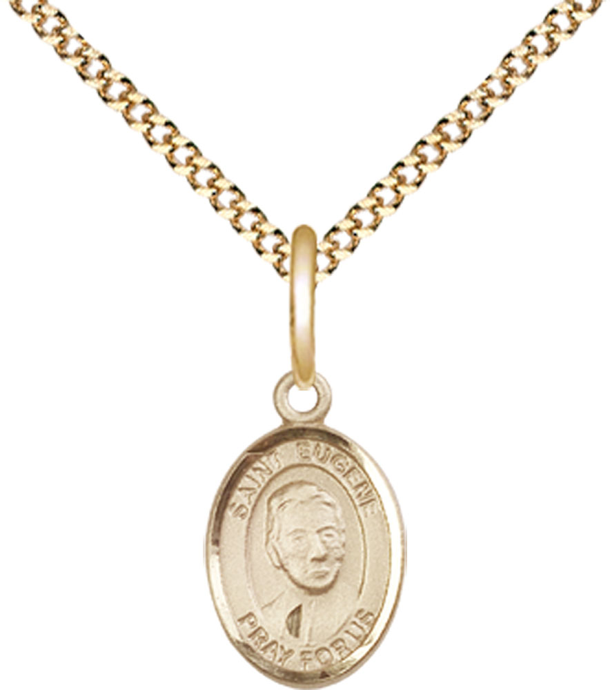 14kt Gold Filled Saint Eugene de Mazenod Pendant on a 18 inch Gold Plate Light Curb chain