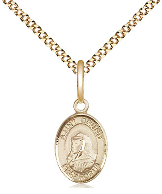 14kt Gold Filled Saint Bruno Pendant on a 18 inch Gold Plate Light Curb chain