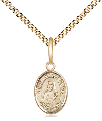 14kt Gold Filled Saint Wenceslaus Pendant on a 18 inch Gold Plate Light Curb chain