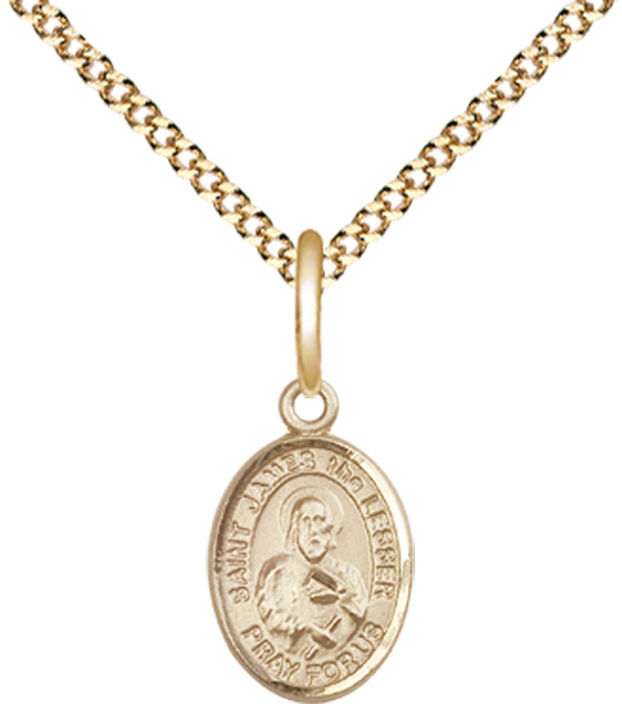 14kt Gold Filled Saint James the Lesser Pendant on a 18 inch Gold Plate Light Curb chain