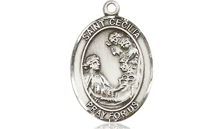 Sterling Silver Saint Cecilia Medal - With Box